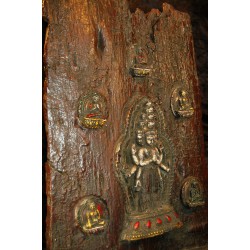 Avalokiteshvara with Dhyani Buddhas: Wood 