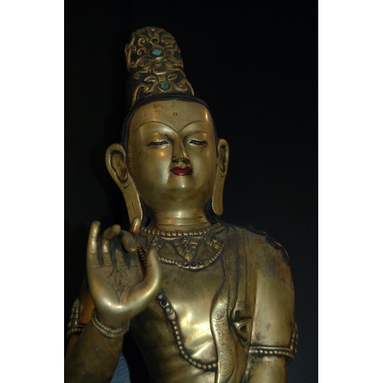 Buddha Avalokiteshvara (relaxed pose) Statue: Shikshin Monastery, Tibet, 21st Century