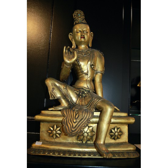 Buddha Avalokiteshvara (relaxed pose) Statue: Shikshin Monastery, Tibet, 21st Century