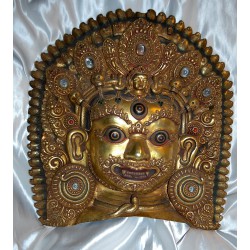 Mahakala Mask: Copper/Gold, Nepal, 20th Century 