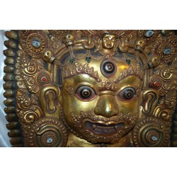 Mahakala Mask: Copper/Gold, Nepal, 20th Century 