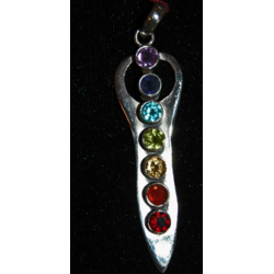 Goddess Silver Pendant with Chakra Energy Stones
