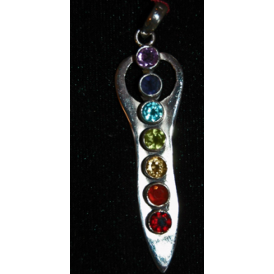 Goddess Silver Pendant with Chakra Energy Stones