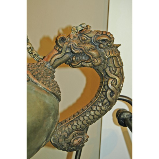 Ceremonial Silver Dragon Teapot: Nepal, 20th Century