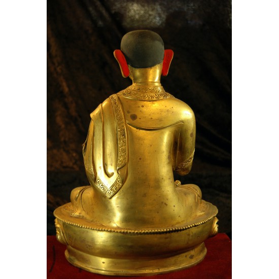 Great Tibetan Sage ‘A’ Tsonghapa Statue: Copper, Tibet, 20th Century