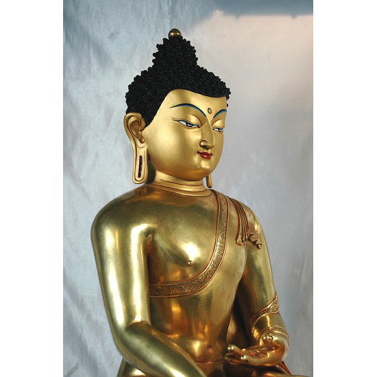 Buddha Shakyamuni Statue: Gold, Nepal, 20th Century