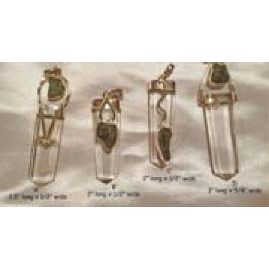 Moldavite & Quartz Silver Pendants: New