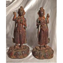 Dakini Statues: Yeshe Tsogyal & Tashi Kyedren, Tibet, 18th Century