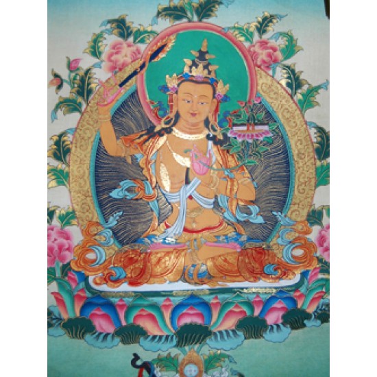 Manjushri Thangka: Buddha of Wisdom, Bhutan, 20th Century
