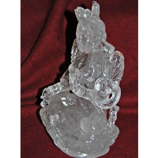 White Tara Goddess Statue: Quartz, India, New