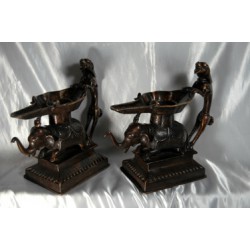 Elephant Temple Oil Lamp Set