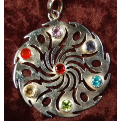 Pendant: Shiva Wheel of Fire with Chakra Stones