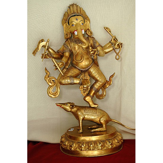 Ganesh Statue: Silver & Gold, Nepal, 19th Century