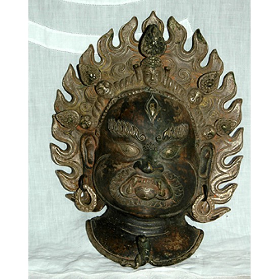 Mahakala Wall Mask: Bronze, Tibet, 18th Century