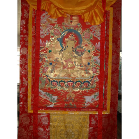Manjushri Thangka: Auspicious Red, Bhutan, 20th Century