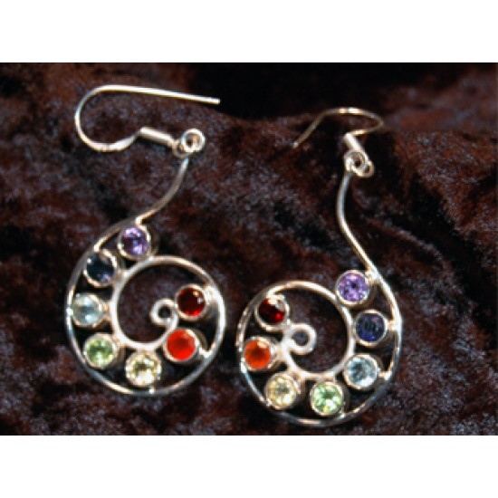 Nautilus Silver Chakra Stone Earrings