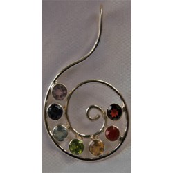 Nautilus Silver Chakra Stone Pendant 