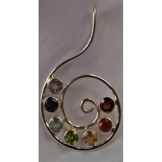 Nautilus Silver Chakra Stone Pendant 