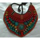 Tibetan Turquoise Coral Beaded Neckplate Necklace #1